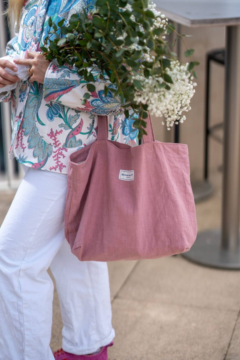 Maison Mallow - Sac Cabas Medium Lin Rose