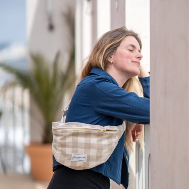 Maison Mallow - Sac Banane Carreaux Vichy Beige