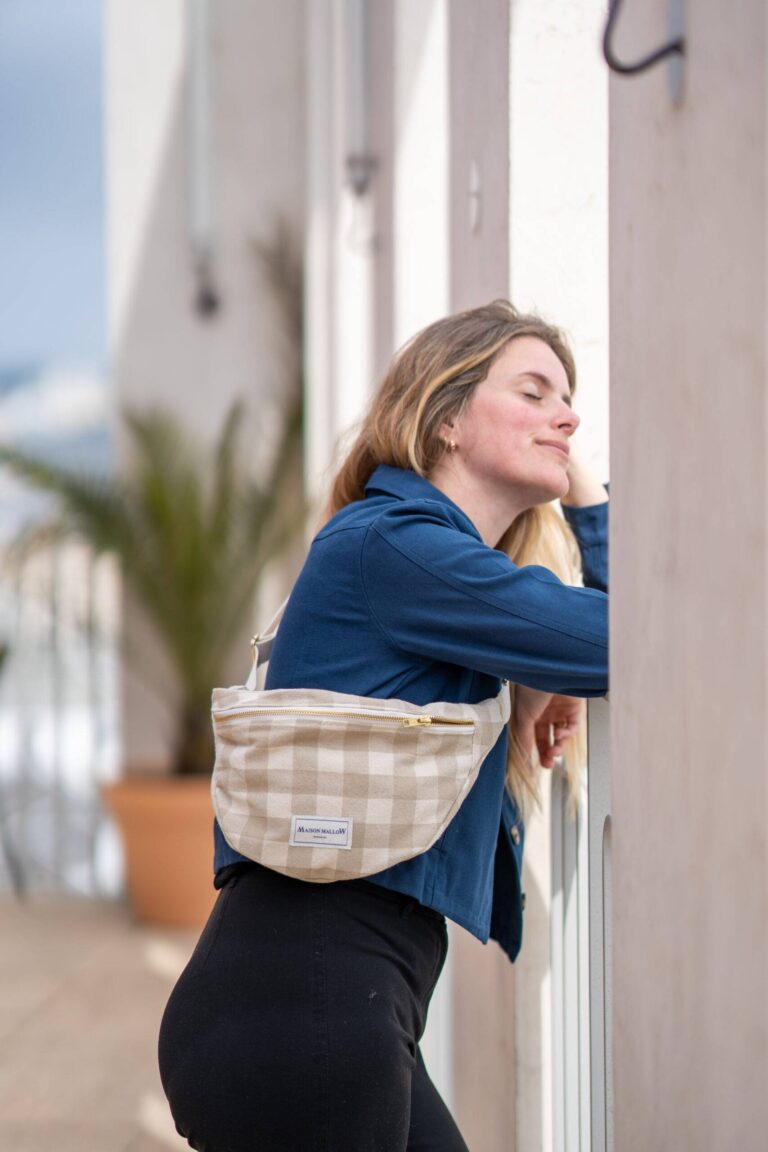 Maison Mallow - Sac Banane Carreaux Vichy Beige