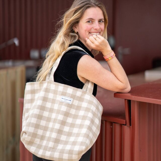 Maison Mallow - Sac Cabas M Carreaux Vichy Beige