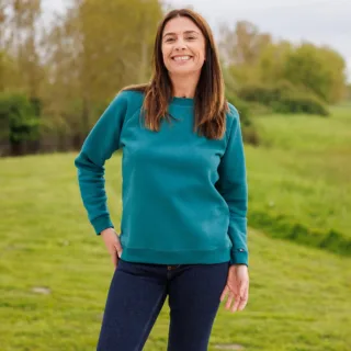 PALÂBA - Sweat vert uni en coton molleton gratté