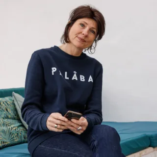 PALÂBA - Sweat coton bio col rond marine