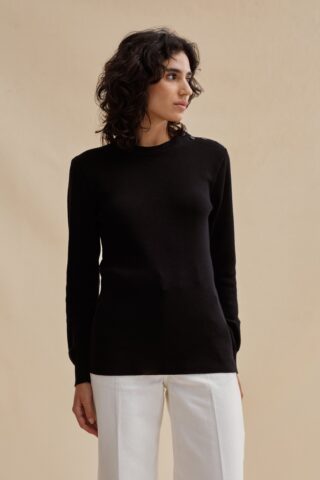 Le Minor - Pull marin en laine mérinos noir pour femme