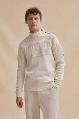 Le Minor - Pull marin pêcheur écru pour homme
