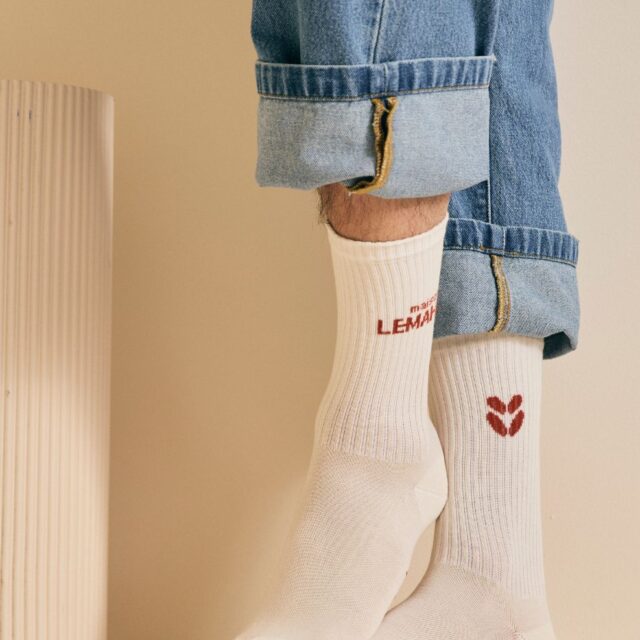 Lemahieu - Chaussettes unisexe Tennis - Ecru / Brique - Blanc - Unisexe