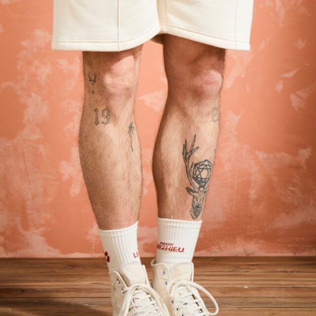 Lemahieu - Chaussettes unisexe Tennis - Ecru / Brique - Blanc - Unisexe