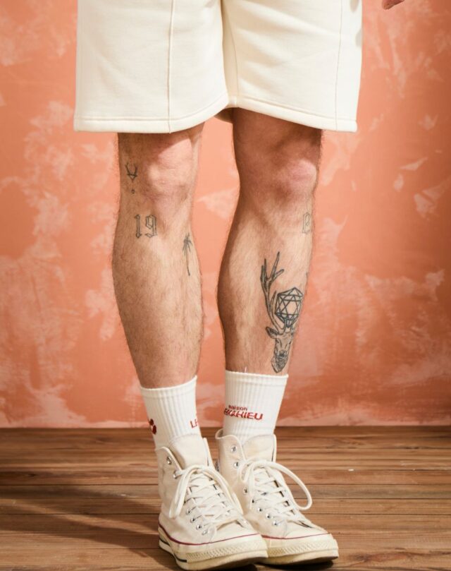 Lemahieu - Chaussettes unisexe Tennis - Ecru / Brique - Blanc - Unisexe