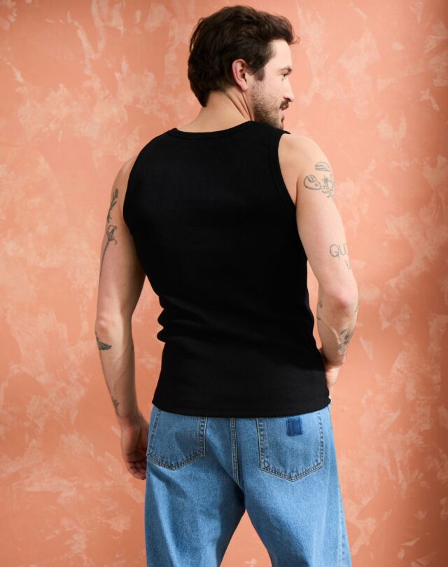 Lemahieu - Débardeur Marcel côte 2x2 - Noir - Homme