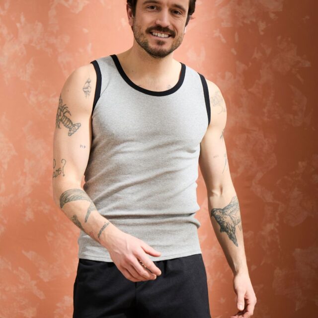 Lemahieu - Débardeur Marcel en Coton BIO - Gris - Terracotta - Homme