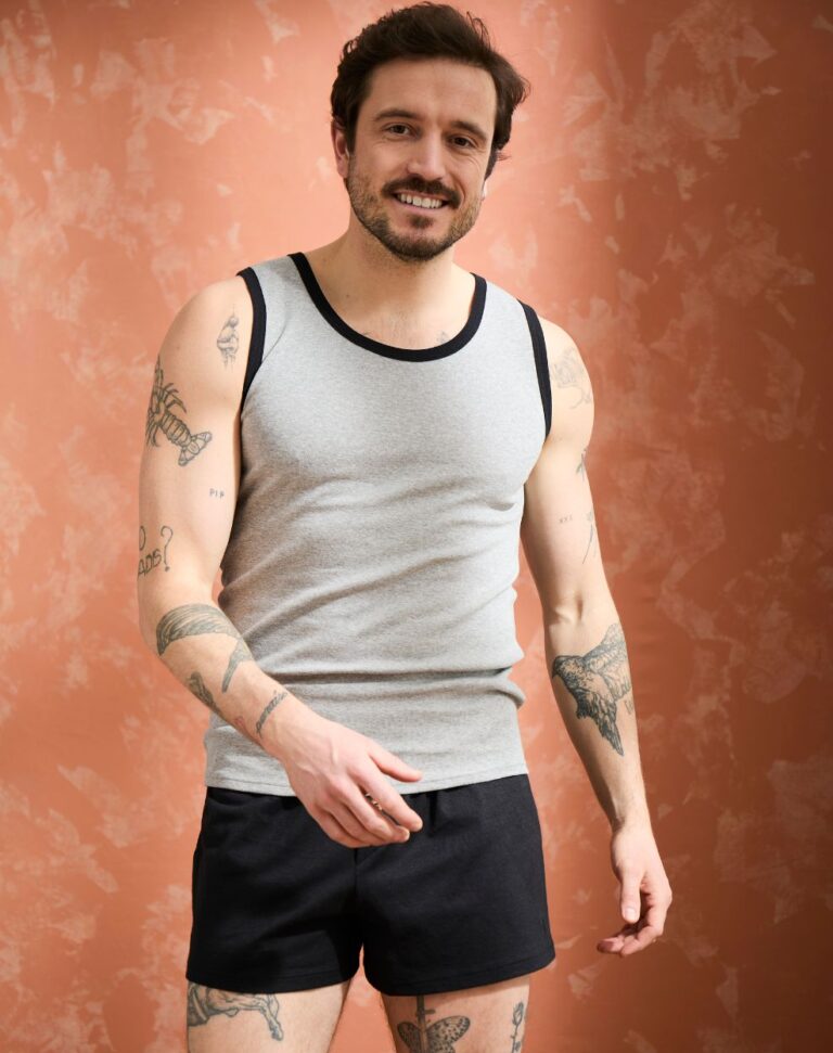 Lemahieu - Débardeur Marcel en Coton BIO - Gris - Terracotta - Homme