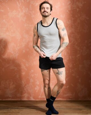 Débardeur Marcel en Coton BIO – Gris – Terracotta – Homme par la marque Maison Lemahieu Maison Lemahieu - Débardeur Marcel en Coton BIO – Gris – Terracotta – Homme