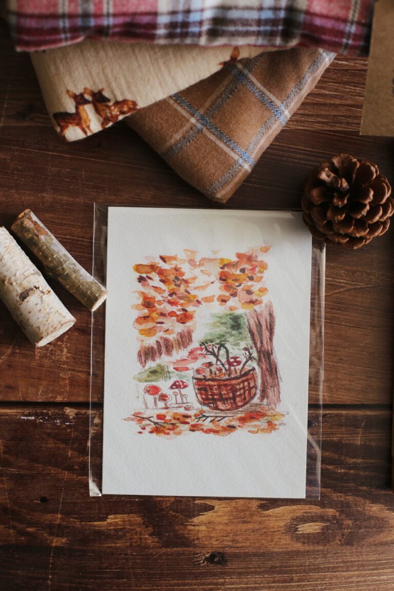 Des fils et des mots - Illustration « Le panier de champignons »