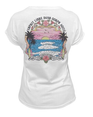 HIBISCUS – TEE SHIRT FEMME FABRIQUÉ EN FRANCE EN COTON BIO par la marque Adrenagliss Adrenagliss - HIBISCUS – TEE SHIRT FEMME FABRIQUÉ EN FRANCE EN COTON BIO