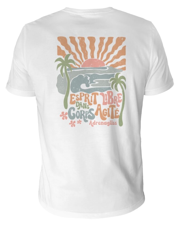 Adrénagliss - T-shirt manches courtes homme coton bio – Made in France  | modèle Hibiscus