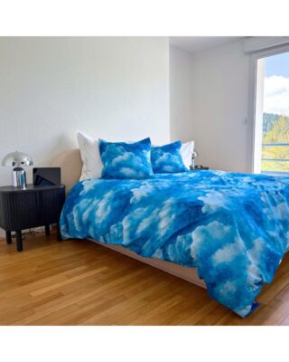 Blanc de Gérardmer - Housse de couette en Percale imprimée Cloud