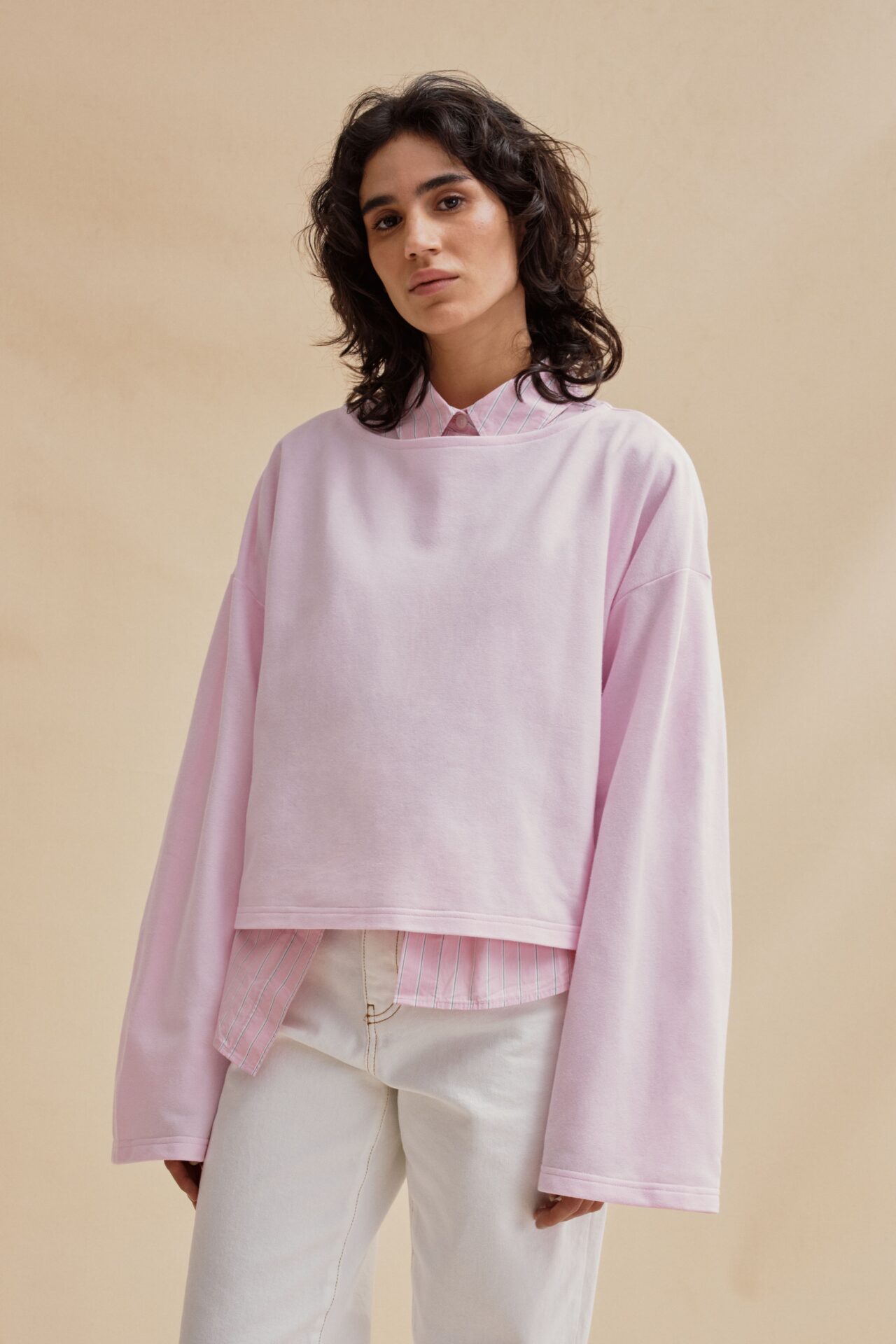 Le Minor - Marinière Rachel cropped rose pour femme
