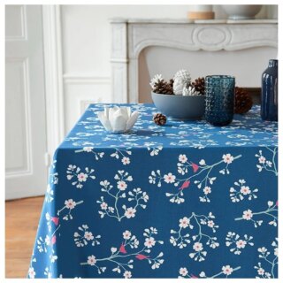 Nappe enduite Cerisier Pétrole par la marque Fleur de Soleil Fleur de Soleil - Nappe enduite Cerisier Pétrole
