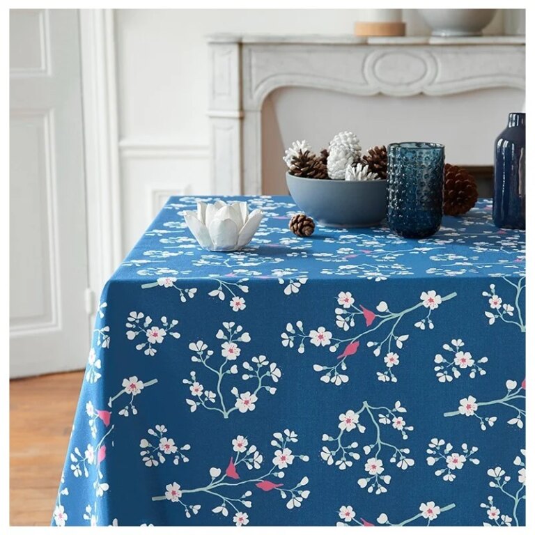 Fleur de Soleil - Nappe enduite Cerisier Pétrole