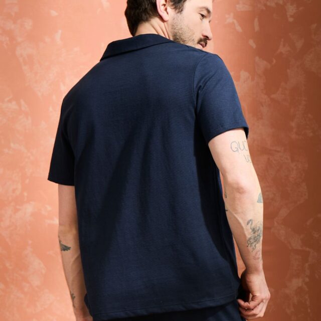 Lemahieu - Polo lin/coton - Marine - Homme