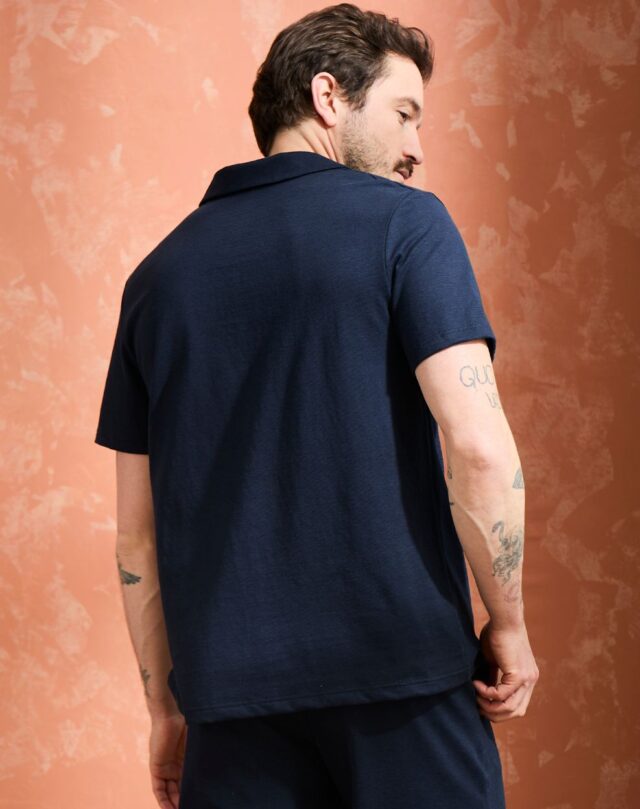 Lemahieu - Polo lin/coton - Marine - Homme