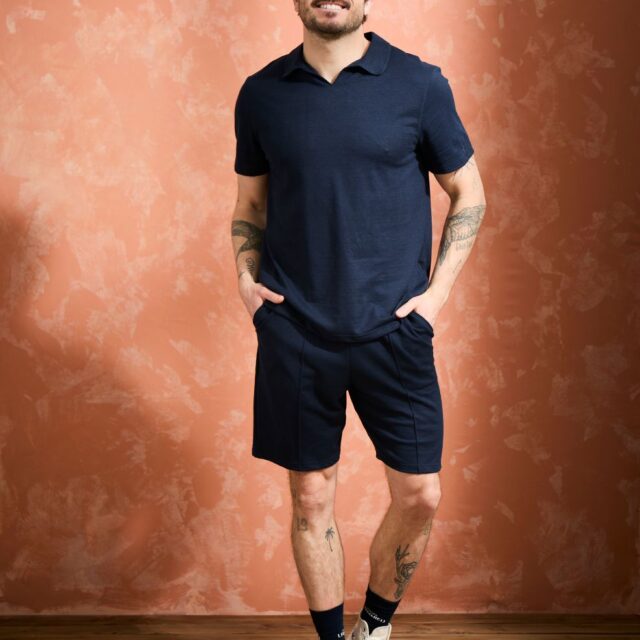 Lemahieu - Polo lin/coton - Marine - Homme