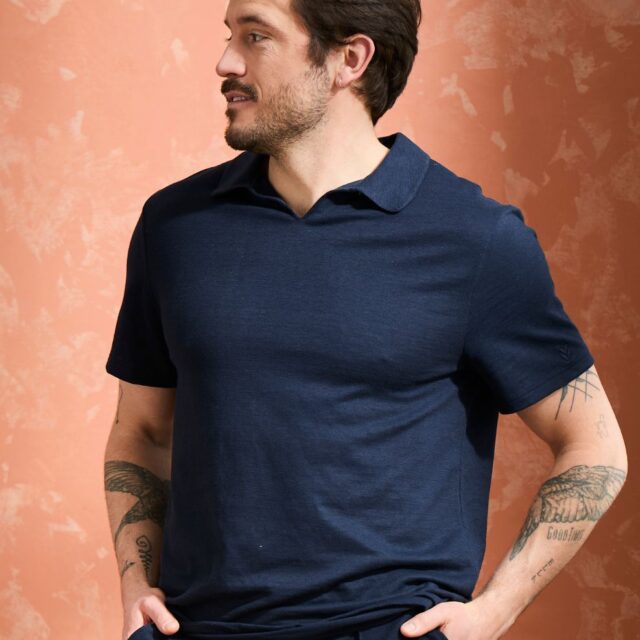 Lemahieu - Polo lin/coton - Marine - Homme