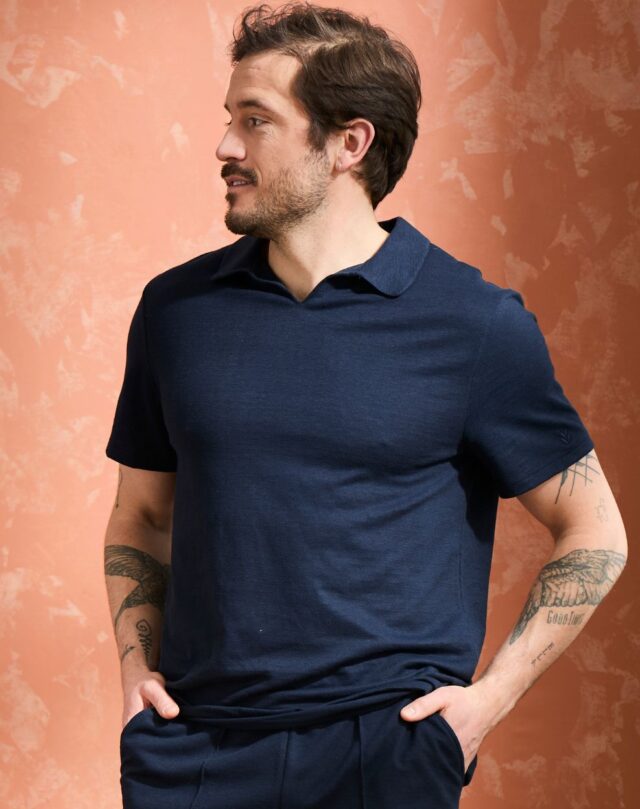 Lemahieu - Polo lin/coton - Marine - Homme