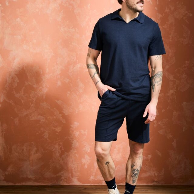 Lemahieu - Polo lin/coton - Marine - Homme