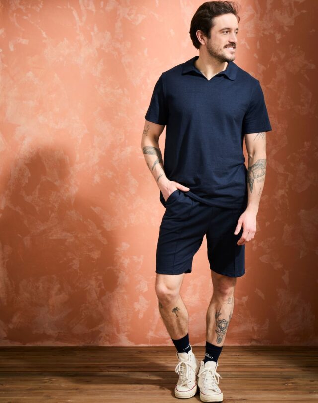 Lemahieu - Polo lin/coton - Marine - Homme