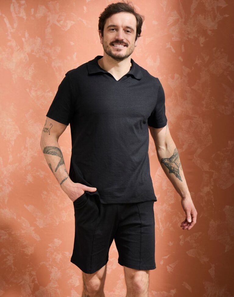 Lemahieu - Polo lin/coton - Noir - Homme