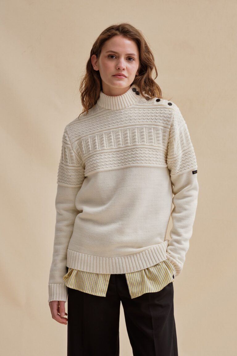 Le Minor - Pull marin pêcheur écru pour femme