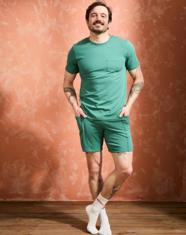 Lemahieu - Short coton modal - Vert Anglais - Homme
