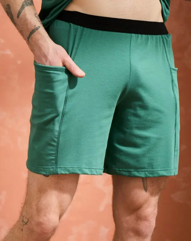 Maison Lemahieu - Short coton modal – Vert Anglais – Homme