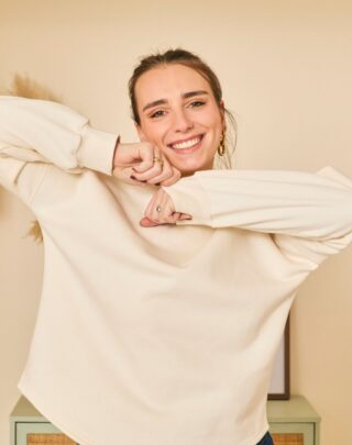 Maison Lemahieu - Sweat manches ballon – Ecru – Blanc – Femme