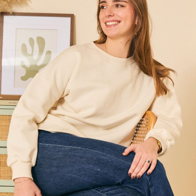 Lemahieu - Sweat manches ballon - Ecru - Blanc - Femme