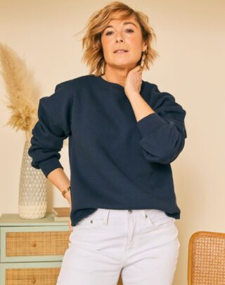 Maison Lemahieu - Sweat manches ballon – Marine – Femme