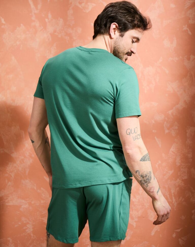 Lemahieu - T-shirt coton modal à poche - Vert Anglais - Col rond - Homme