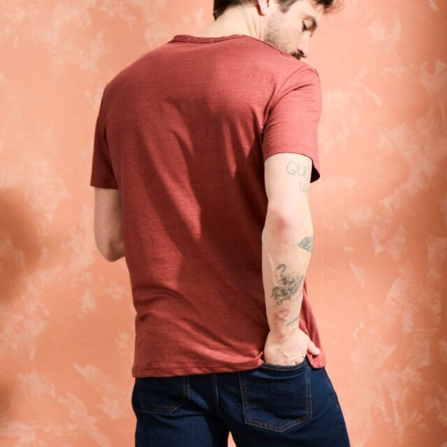 Lemahieu - T-shirt homme 100% Lin - Terracotta - Homme