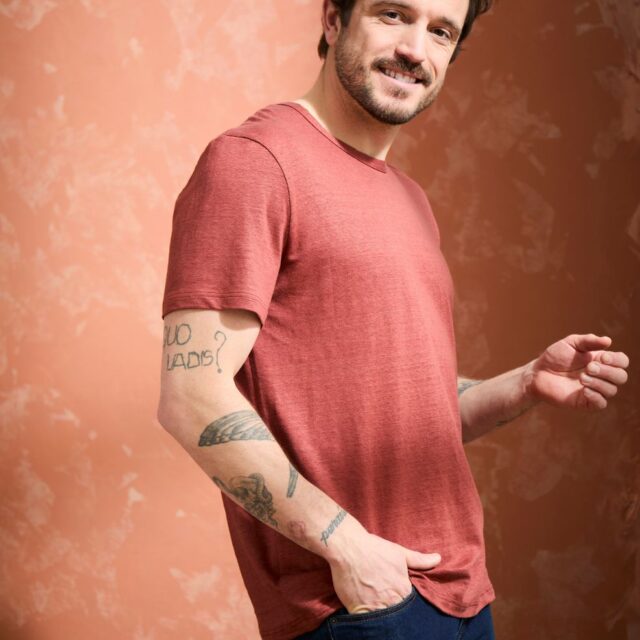 Lemahieu - T-shirt homme 100% Lin - Terracotta - Homme