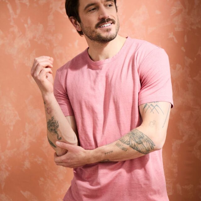 Lemahieu - T-shirt homme 100%  Lin - Vieux Rose - Homme