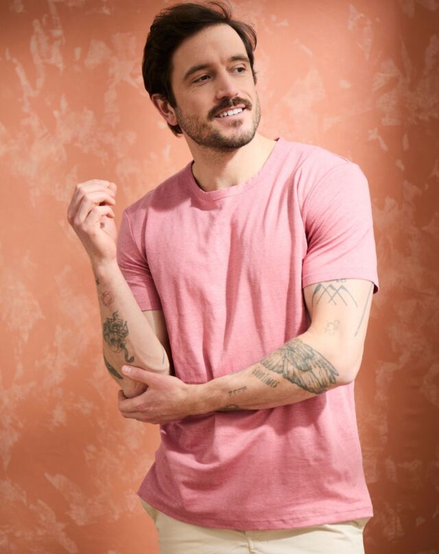 Lemahieu - T-shirt homme 100%  Lin - Vieux Rose - Homme