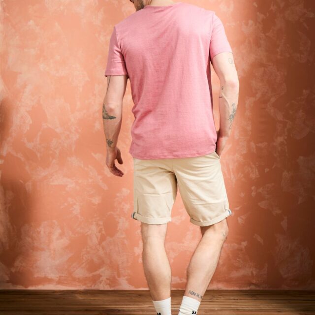 Lemahieu - T-shirt homme 100%  Lin - Vieux Rose - Homme