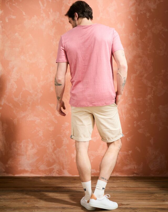 Lemahieu - T-shirt homme 100%  Lin - Vieux Rose - Homme