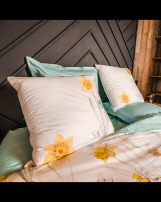 Blanc de Gérardmer - Taie doreiller en Percale imprimée Jonquille 65x65cm