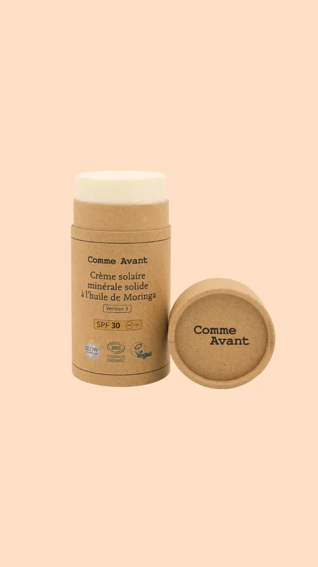 Comme Avant - Crème Solaire SPF30 Minérale Bio 80g – Visage & Corps – Naturelle & Solide