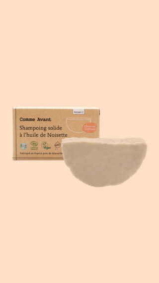 Comme Avant - Shampoing Bio Solide Cheveux Normaux – Efficace et sans Sulfate – à l’Huile de Noisette