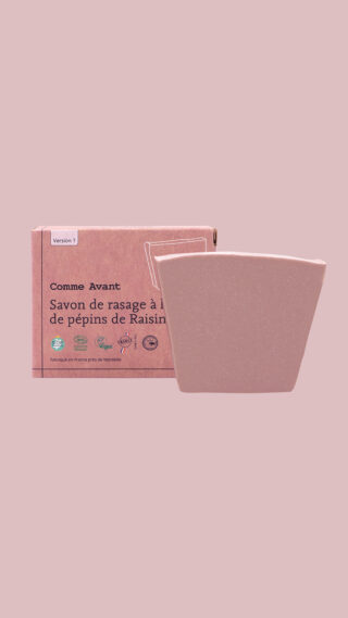 Comme Avant - Savon de Rasage Solide Bio Homme & Femme – Doux et Crémeux – à l’Huile de Pépins de Raisin