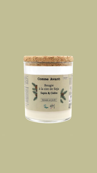 Comme Avant - Bougie Parfumée d’Intérieur Écologique – Sapin & Cèdre – 100% Cire de Soja – Végétale et Naturelle – Fabriquée en France