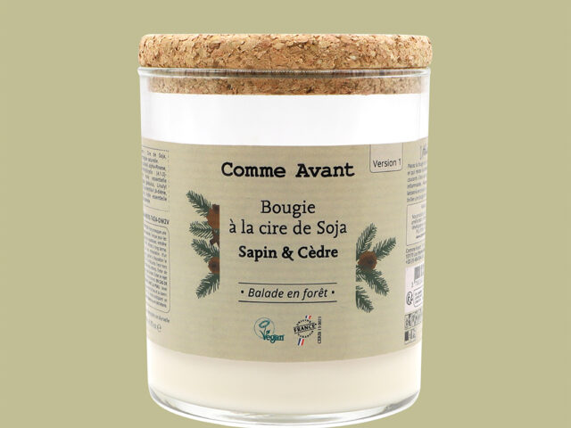 Comme Avant - Bougie Parfumée d'Intérieur Écologique - Sapin & Cèdre - 100% Cire de Soja - Végétale et Naturelle - Fabriquée en France
