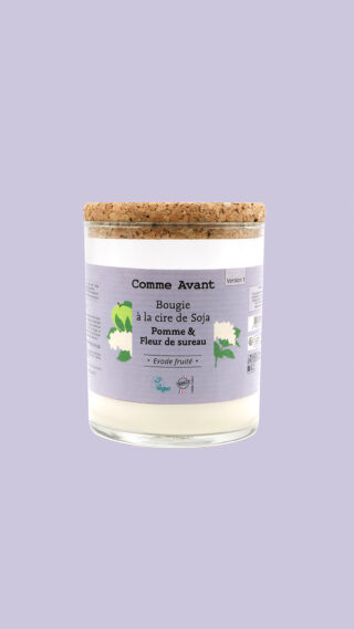Comme Avant - Bougie Parfumée d’Intérieur Écologique – Pomme & Fleur de Sureau – 100% Cire de Soja – Végétale et Naturelle – Fabriquée en France